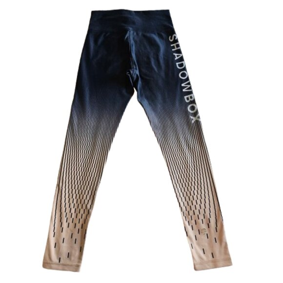Black/Gray/Cream Leggings XS -SHADOWBOX Logo on side - Picture 4 of 7